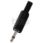 Fiche mini-Jack 3.5 mm mono mâle en plastique, blindage et protection de flexion du câble, pour câble diamètre 5 mm