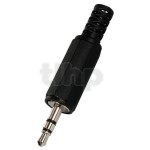 Fiche mini-Jack 3.5 mm stéréo mâle en plastique, blindage et protection de flexion du câble, pour câble diamètre 5 mm