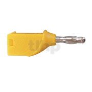 Fiche banane 43 mm, PVC jaune, empilable, connexion à souder