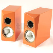 Paire d'ébénisteries finition orange brillant (avec grilles) pour kit SB Acoustics ARA / ARA Be
