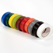 Lot de 10 rouleaux d'adhésifs PVC souple multicolors, largeur 15 mm, longueur 10 m chacun, résistance à l'abrasion, la corrosion et l'humidité