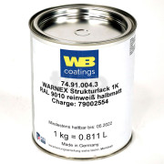 Pot de peinture professionnelle 1kg Warnex blanc (RAL 9010) texturée, spéciale pour enceinte, application au rouleau "nid d'abeille"