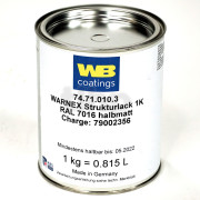 Pot de peinture professionnelle 1kg Warnex gris (RAL 7016) texturée, spéciale pour enceinte, application au rouleau "nid d'abeille"