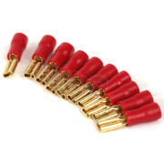 Lot de 10 cosses Fast-on 2.8 mm femelle plaqué or, isolant rouge, pour conducteur de 0.5 à 1.5 mm²