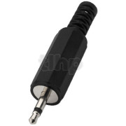 Fiche mini-Jack 2.5 mm mono mâle en plastique, blindage et protection de flexion du câble, pour câble diamètre 5 mm