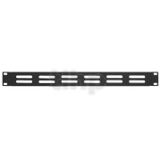 Façade 19'', 1U, acier, noir, pleine, Monacor RCP-8721U, avec découpes d'aération