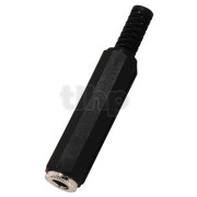 Fiche Jack 6.3 mm stéréo femelle en plastique, protection de flexion du câble, pour câble diamètre 6.3 mm