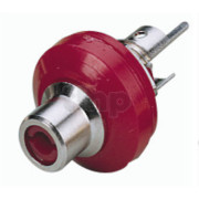 Embase châssis RCA femelle isolée haute qualité, repère rouge, nickel, diamètre 19 mm