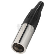 Fiche mini XLR mâle en métal, 4 pôles, contacts plaqués or et protection de flexion du câble, pour câble diamètre 3.5 mm