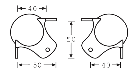 drawing & mounting du coin boule AB Sound Coin boule 50mm, zinc, 3 pattes