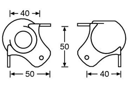 drawing & mounting du coin boule AB Sound Coin boule 50mm, zinc, 3 pattes, avec estampage femelle
