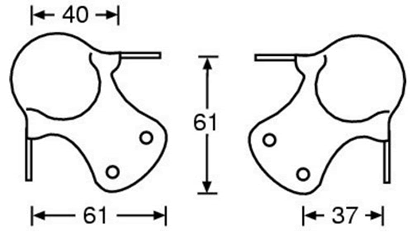 drawing & mounting du coin boule AB Sound Grand coin boule 61mm, zinc, 3 pattes