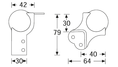 drawing & mounting du coin boule AB Sound Grand coin boule renfort d'angle 79mm, zinc, 2 pattes, passage 79 mm