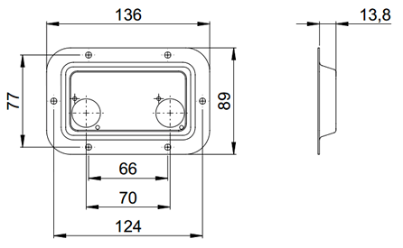 Image Dimensions & Montage bornier enceinte AB Sound Bornier acier noir 136 x 90 mm double Neutrik NL4MP