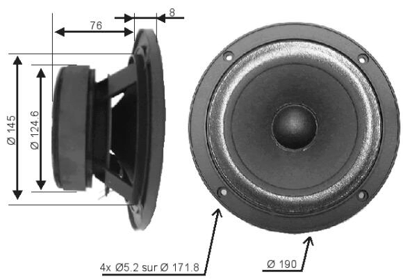 Haut parleur audax 16ohms 165mm