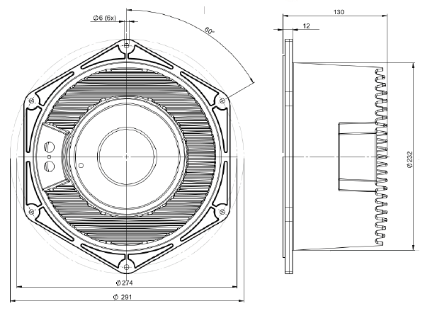 Image Dimensions & Montage haut parleur à cône B&C Speakers Haut-parleur B&C Speakers 10NSM76, 8 ohm, 10 pouce