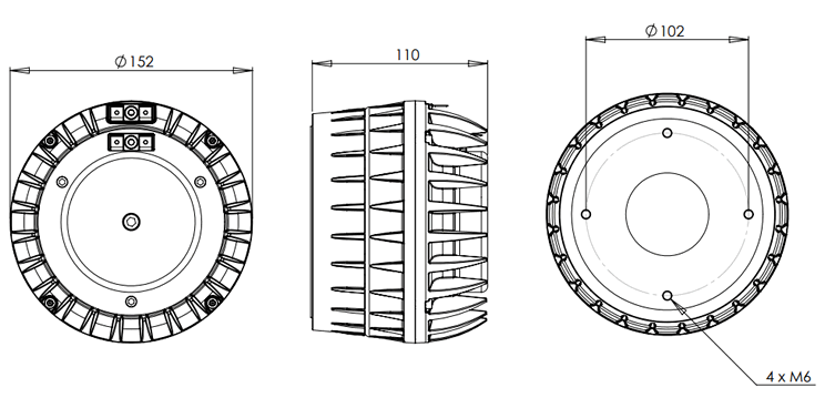 drawing & mounting du moteur de compression coaxial B&C Speakers Moteur d'aigu coaxial B&C DCX462, 8+8 ohm, sortie 2.0 pouce