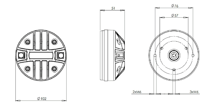 Image Dimensions & Montage moteur de compression B&C Speakers Moteur de compression B&C Speakers DE500, 8 ohm, gorge 1.0 pouce