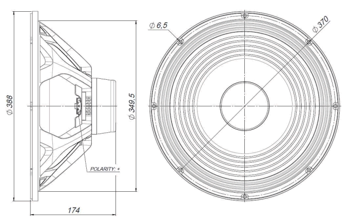 drawing & mounting du haut parleur à cône Beyma Haut-parleur Beyma 15MC700Nd, 8 ohm, 15 pouce