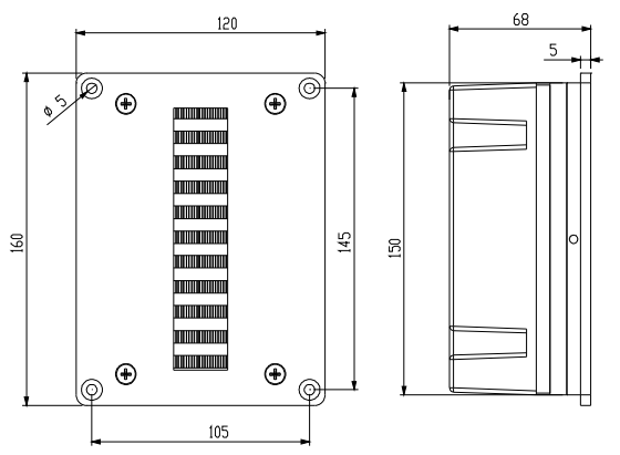 drawing & mounting du haut-parleur amt Beyma Tweeter Air Motion Transformer Beyma TPL150, 8 ohm, 120 x 160 mm