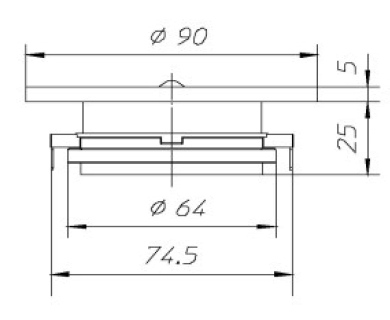 drawing & mounting du tweeter à compression Ciare Tweeter à compression Ciare CT268ND, 4 ohm, 1 pouce