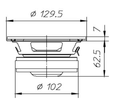 drawing & mounting du haut parleur à cône Ciare Haut-parleur Ciare CW131, 4 ohm, 5 pouce