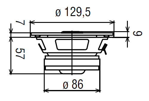 drawing & mounting du haut-parleur coaxial à une entrée Ciare Haut-parleur coaxial Ciare CZ131, 4 ohm, 5 pouce