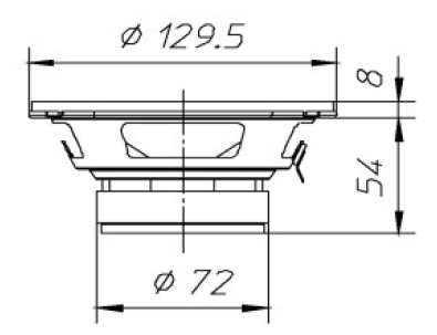 drawing & mounting du haut parleur à cône Ciare Haut-parleur Ciare HW129, 8 ohm, 5 pouce