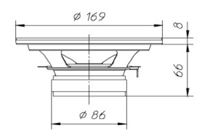 drawing & mounting du haut parleur à cône Ciare Haut-parleur Ciare HW159, 8 ohm, 6.5 pouce