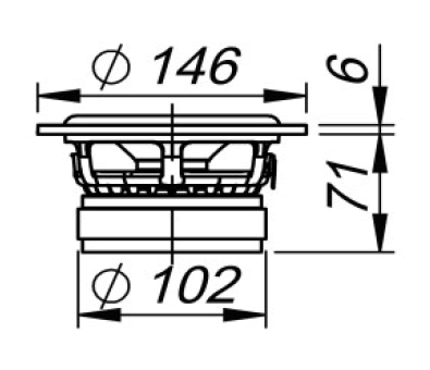 drawing & mounting du haut parleur à cône Ciare Haut-parleur Ciare HWG130, 4 ohm, 5 pouce