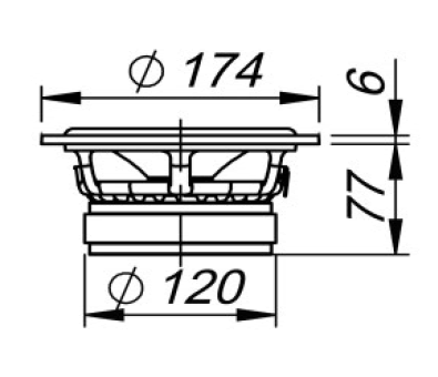 drawing & mounting du haut parleur à cône Ciare Haut-parleur Ciare HWG160, 8 ohm, 6.5 pouce