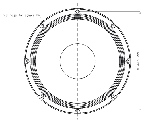Image Drawing & Mounting (2/2) haut parleur à cône Eighteen Sound Haut-parleur 18 Sound 10W400, 8 ohm, 10 pouce