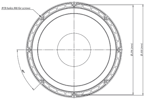 Image Drawing & Mounting (2/2) haut parleur à cône Eighteen Sound Haut-parleur 18 Sound 12NW530, 8 ohm, 12 pouce