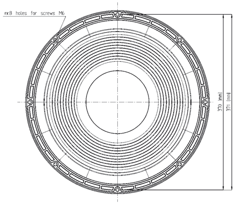Image Drawing & Mounting (2/2) haut parleur à cône Eighteen Sound Haut-parleur 18 Sound 15LW1500, 8 ohm, 15 pouce