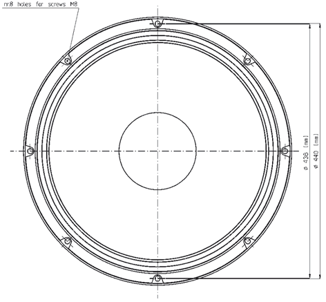 Image Drawing & Mounting (2/2) haut parleur à cône Eighteen Sound Haut-parleur 18 Sound 18LW1250, 8 ohm, 18 pouce