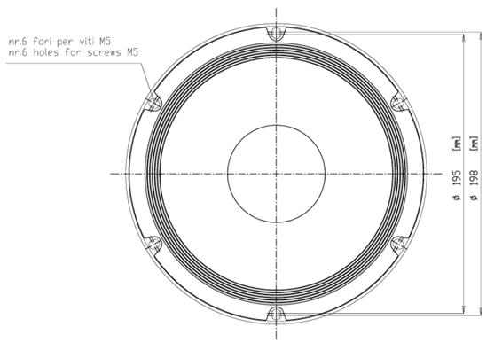 Image Drawing & Mounting (2/2) haut parleur à cône Eighteen Sound Haut-parleur 18 Sound 8M400, 8 ohm, 8 pouce