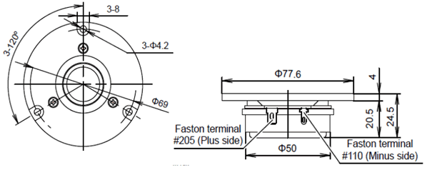 drawing & mounting du tweeter à dôme Fostex Tweeter à dôme Fostex PT20K, 8 ohm, bobine 20 mm