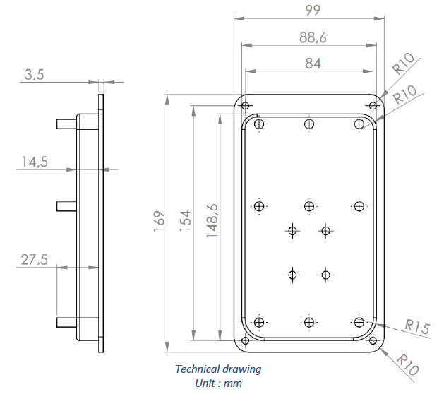 drawing & mounting du bornier enceinte .Kartesian Bornier pour filtre passif Kartesian