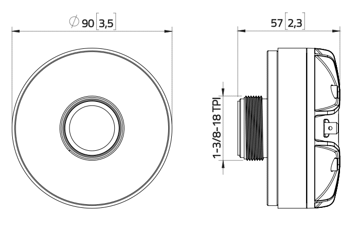 drawing & mounting du moteur de compression LaVoce Moteur d'aigu Lavoce DF10.142LKS, 8 ohm, 1.0 pouce