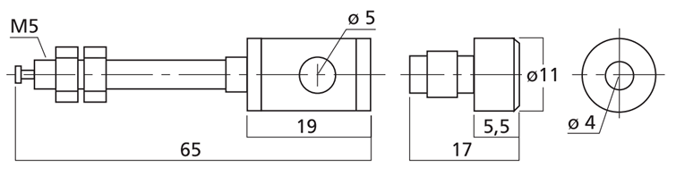drawing & mounting du bornier enceinte Monacor Paire de bornes haut-parleur plaqué or, à visser ou fiche banane, 11  x 65 mm, Monacor BP-270G