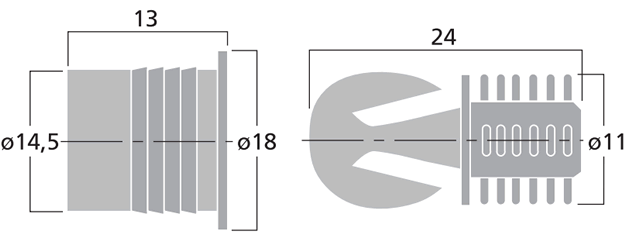drawing & mounting du clips façade Monacor Lot de huit clips (mâle+femelle) pour façade enceinte, Monacor MBF-83