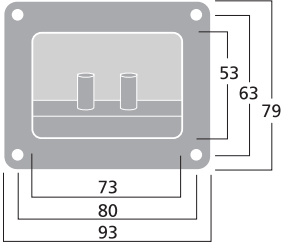 drawing & mounting du bornier enceinte Monacor Bornier enceinte Monacor ST-955, 2 pôles, 93 x 79 mm