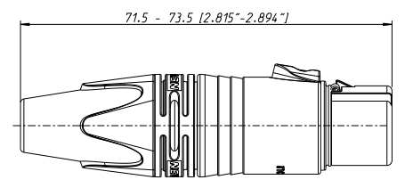 drawing & mounting du fiche xlr Neutrik Fiche Neutrik NC3FXX-B, XLR femelle, 3 points, corps métal noir, contacts or