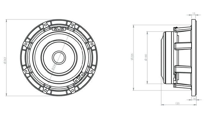 Image Dimensions & Montage haut parleur à cône Oberton Haut-parleur Oberton 10M300, 8 ohm, 10 pouce