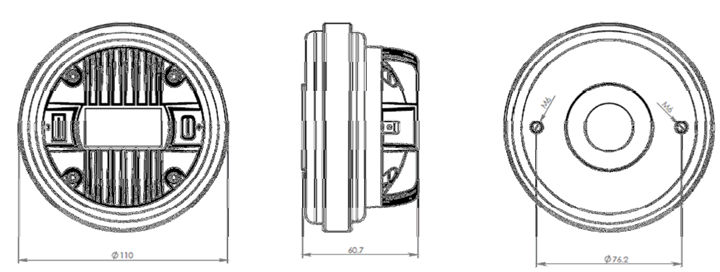 drawing & mounting du moteur de compression Oberton Moteur de compression Oberton D44, 16 ohm, 1 pouce