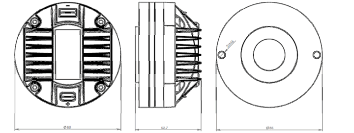 drawing & mounting du moteur de compression Oberton Moteur de compression Oberton ND45, 16 ohm, 1 pouce