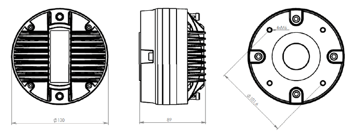 drawing & mounting du moteur de compression Oberton Moteur de compression Oberton ND72HB, 16 ohm,  pouce