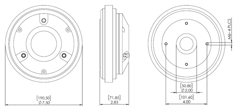 drawing & mounting du moteur de compression Radian Moteur de compression Radian 850PB, 8 ohm, sortie 2.0 pouce, Stock-B