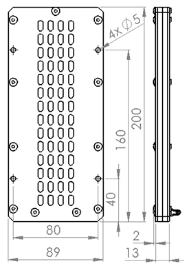 drawing & mounting du haut-parleur à ruban Radian Haut-parleur large-bande à ruban Radian LM8K, 7 ohm, 89 x 200 mm