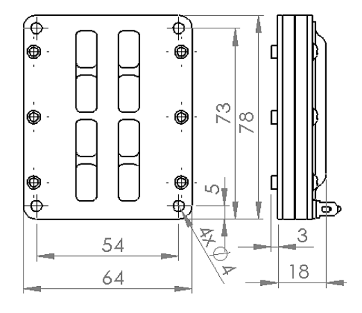 drawing & mounting du tweeter à ruban Radian Tweeter à ruban Radian LT3, 5 ohm, 64 x 78 mm